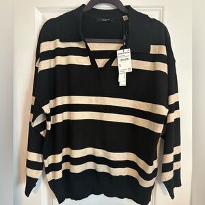 Black and Cream Striped Sweater